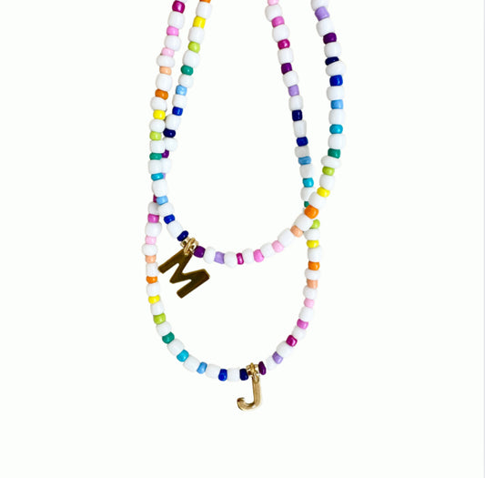 Rainbow initial necklace