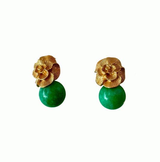 Green drop earrings