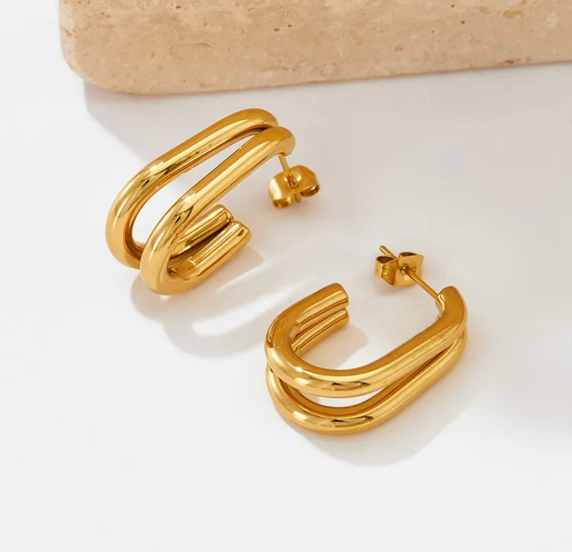 Oval duet earrings